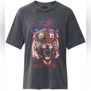 Anine Bing Tiger Short Sleeve Graphic Tee Size S Charcoal Gray Black Cotton